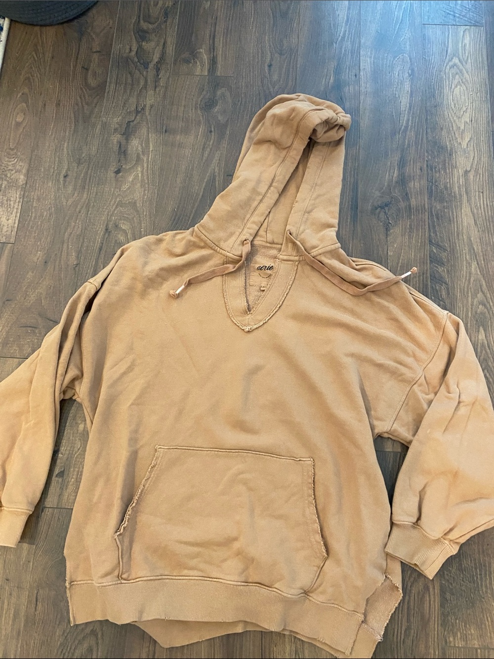 aerie Tan Hooded Pullover Sweatshirt